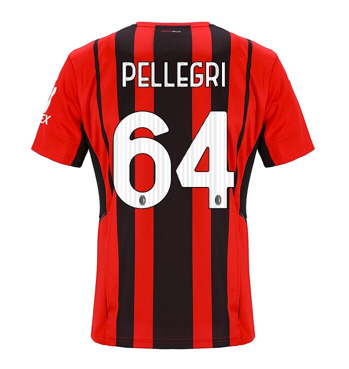 2021/22 AC Milan Home Kit Soccer Jersey with PELLEGRI 64 printing